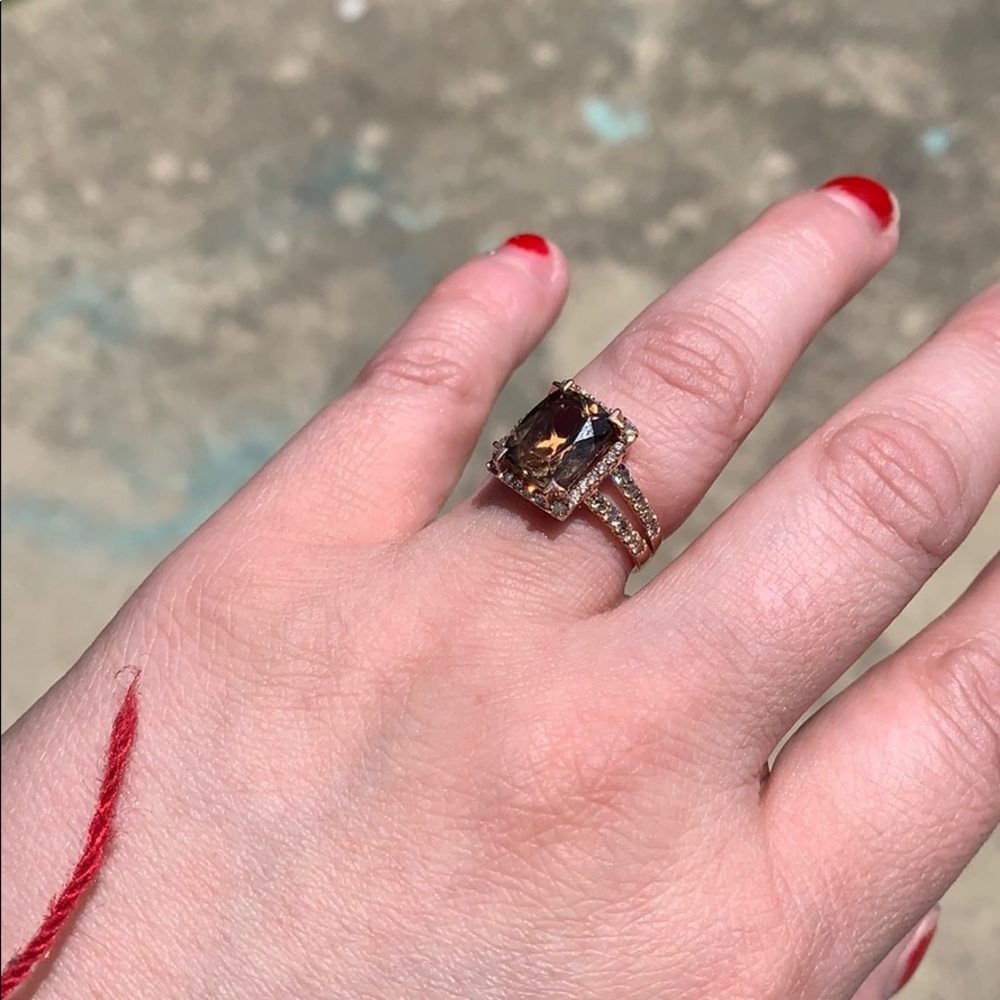Levian Smokey quartz and diamond ring